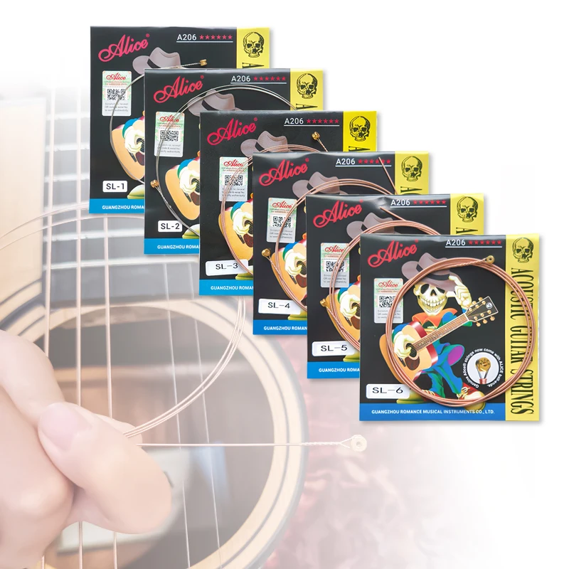 Alice A206SL Acoustic Guitar Single String Phosphor Bronze 11-52 Coated 1pc 1st-6th Replacement Anti-Rust