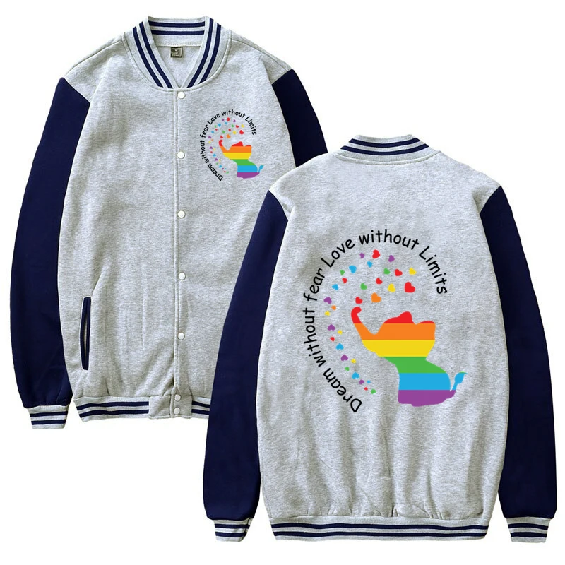 Dream Without Fear Love Without Limits Bomber Jackets Elephant Pride Baseball Uniform Trans Pride Month Lgbtq Rainbow Coats