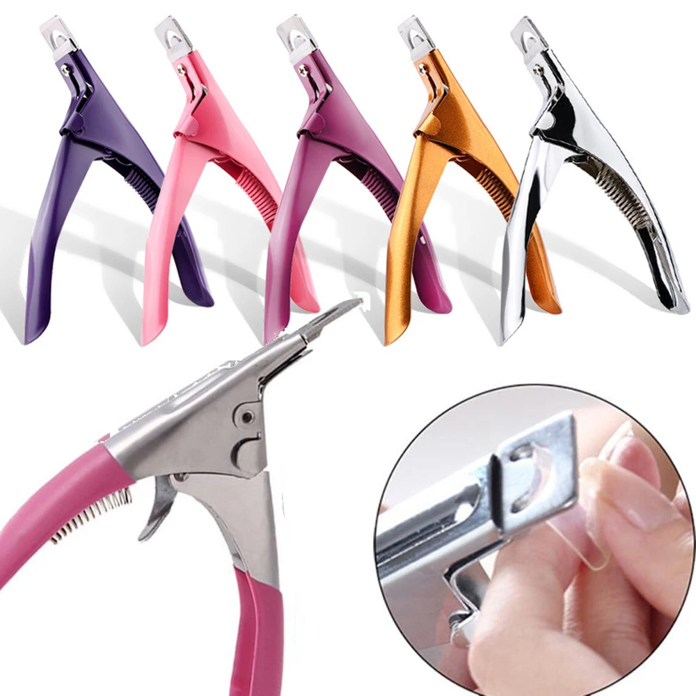 1pcs Professional Stainless Steel Nail Cutter Scissors U-Shape Gold/Silver False Tips Nail Edge Cutters Manicure Nail Trimmer t-