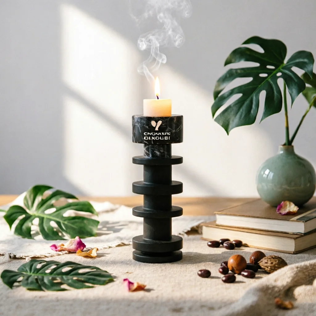 2 Pieces Stone Look Candlestick Textured Finish Modern Retro Candle Holder Tall Candlestick Holder Stable Base Home Decor