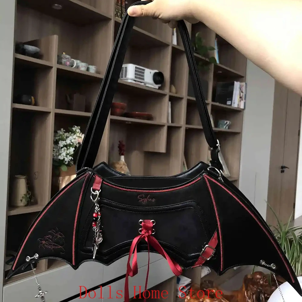 

Love And Deepspace Sylus Game Cosplay Backpack Gothic Leather Shoulder Bag Student Messenger Crossbody Bag Lolita Wing Handbag