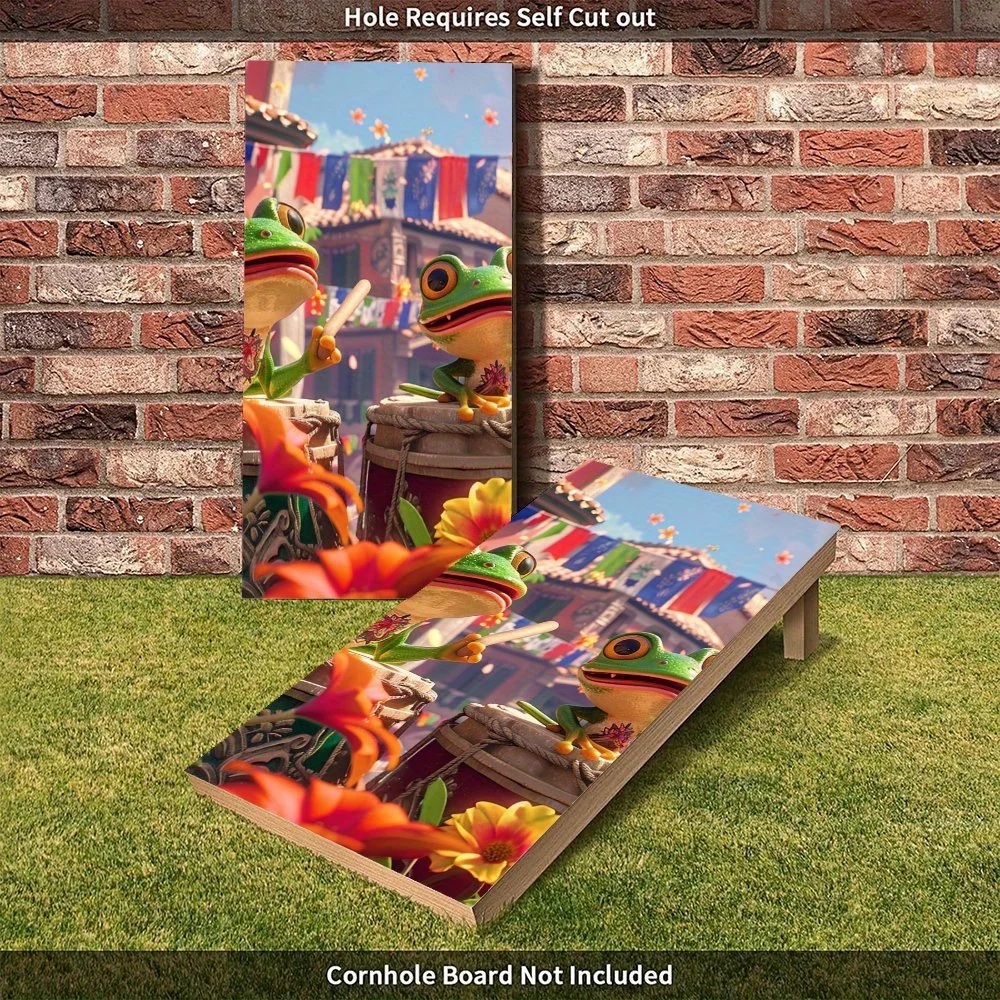 الضفادع الطبول، فن الضفدع الكرتوني، ديكور المهرجان، قيمة عالية! ملصقات رمل من الفينيل المسطح ثنائية الأبعاد - خالية من الفقاعات، سهلة الاستخدام، وات #3