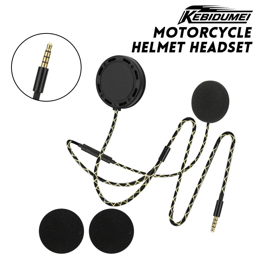 KEBIDUMEI 3.5mm Audio Jack Motorcycle Helmet Universal Wire Earphone Headphone with Microphone Speaker Motorcycle Accessories