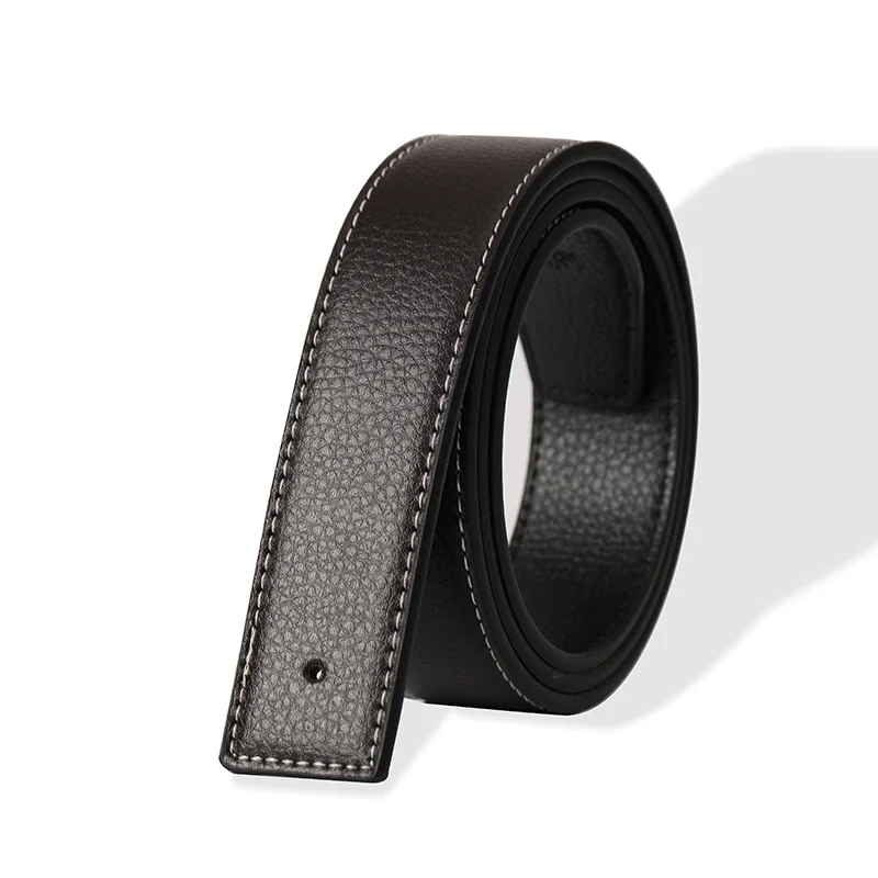 Herren Gürtel aus hochwertigem PU-Leder, glatte Schnalle, ohne Schnalle, Luxusmarke, 3,8 cm – Detail 7