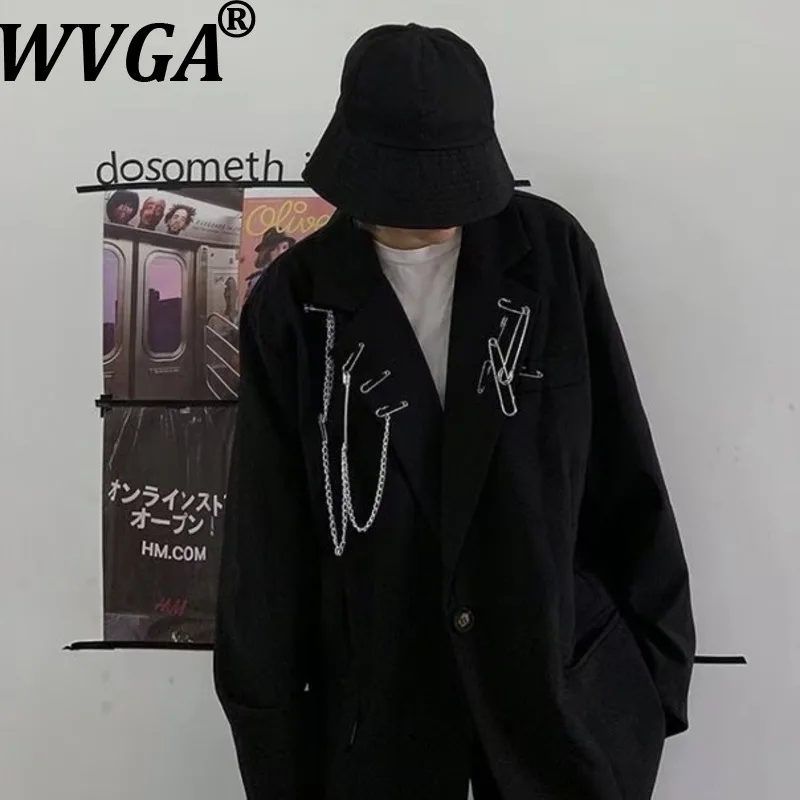 

WVGA WVGA весна осень новый мужской корейский стиль модный костюм с отложным воротником пальто нишевый шикарный повседневный пиджак на булавке модный блейзер W16349