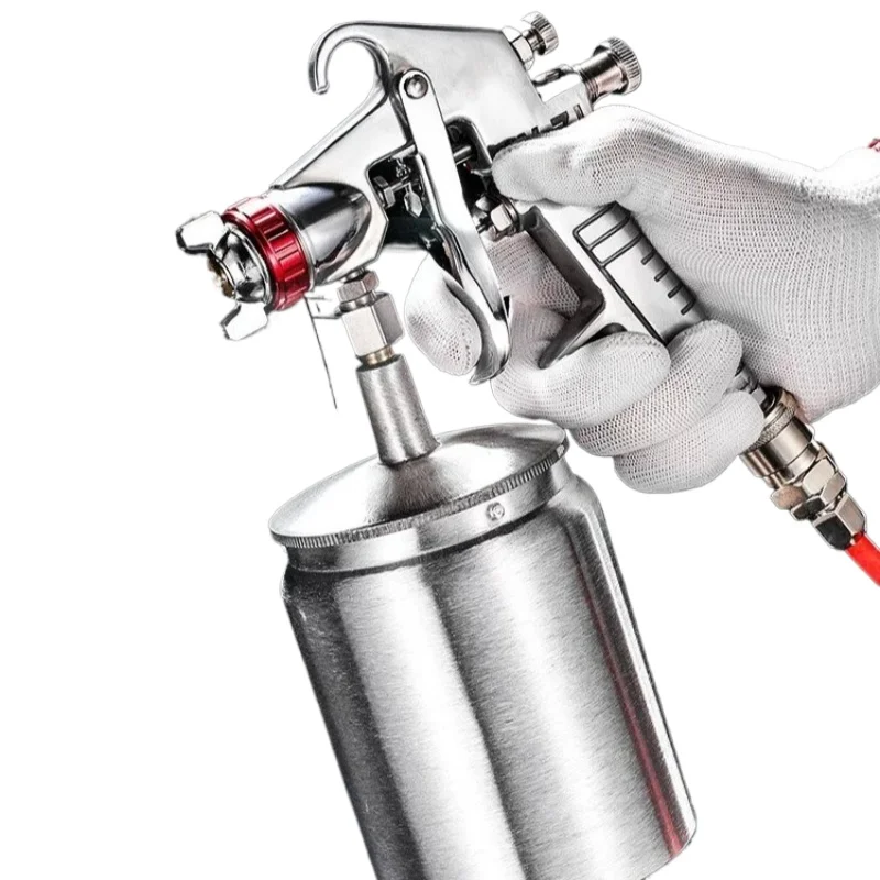 Adjustable Air Paint Sprayer Gun for Car Painting, Multi-size Nozzles, Upper & Lower Pot Paint Cup for Furniture & DIY Projects