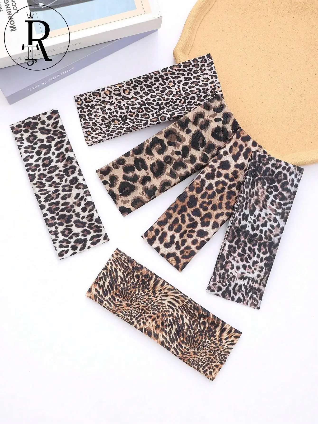

6 шт. эластичных повязок на голову с леопардовым принтом для женщин, полиэстеровые повязки для волос в богемном стиле