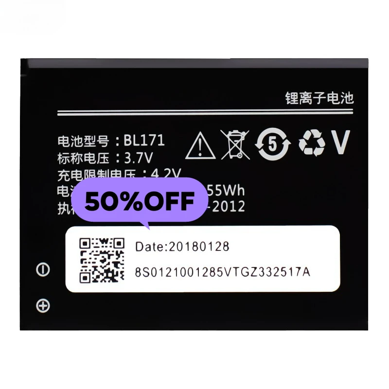 BL171 para Lenovo A319/RocStar(A319)/A60/A65/A390/A368/A390T/A356/A370E/A376, batería de repuesto celda Grado A 5