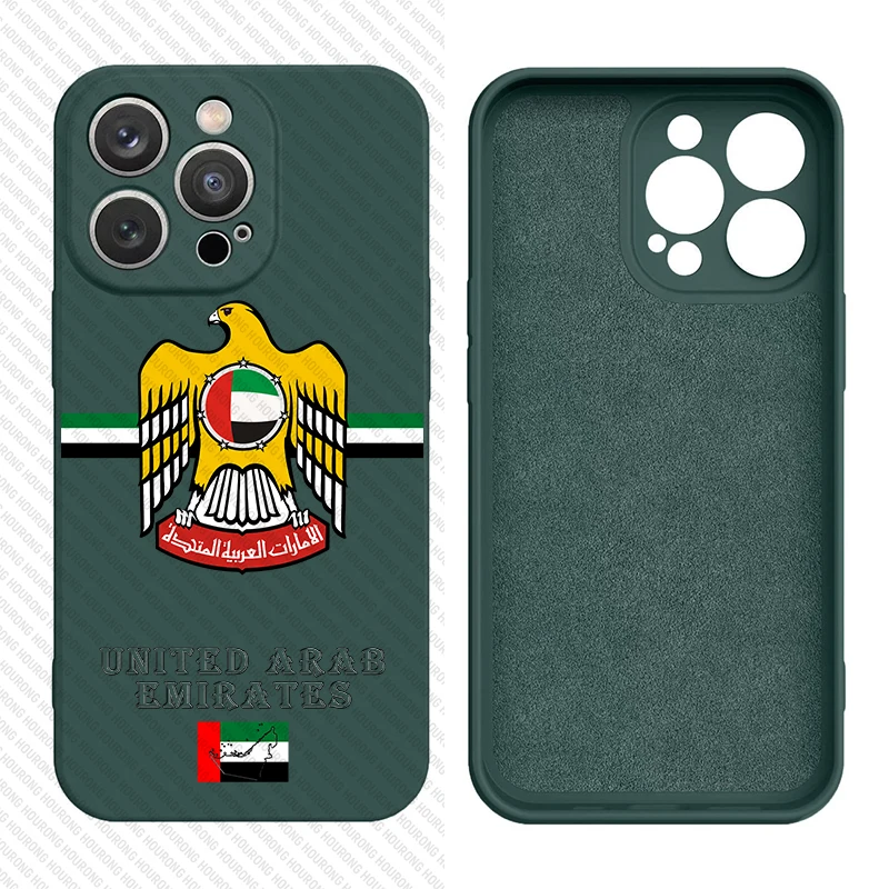 United Arab Emirates Coat of Arms Liquid Silicon Cover Case for iPhone 16 15 14 13 12 11 Pro Max XS XR Mini 7 8 6S Plus 5 SE