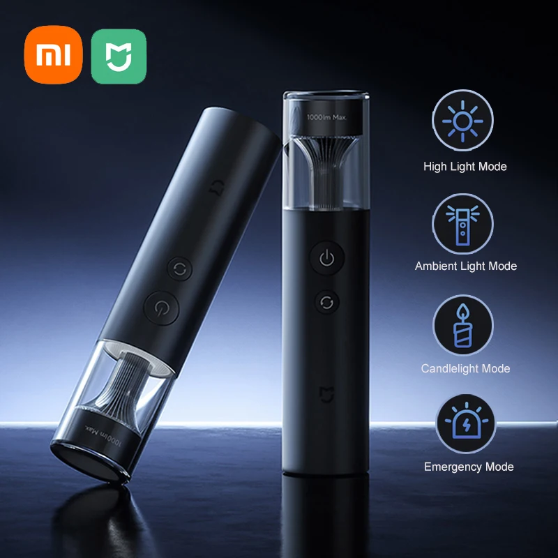 Xiaomi Mijia Multifunctional Portable Flashlight Rechargeable 4 Lighting Mode Strong LED Flashlights Outdoor Torch Ambient Light