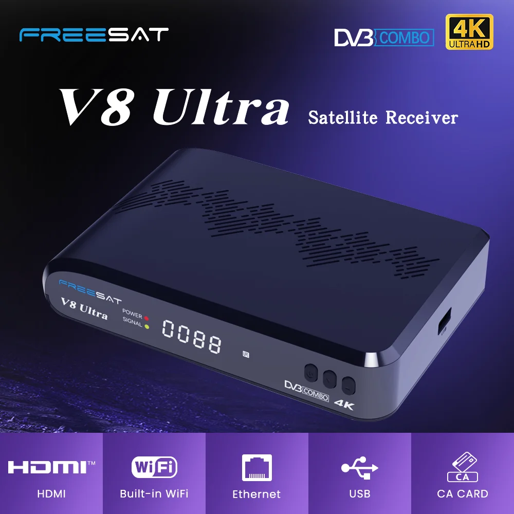 Receptor de satélite GTMEDIA V8 UHD 4K Ultra HD DVB-S/S2/S2X + T/T2 + ISDB-T + cabo (J83.A/C) + ATSC-C (J83.B) com leitor de cartão inteligente caixa de TV