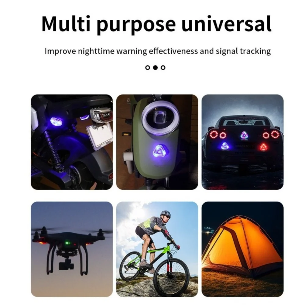 Bright Solar Powered Warning Light Colorful LED Waterproof Strobe Signal Lamp Triangle Motorcycle Tail Light For Cars