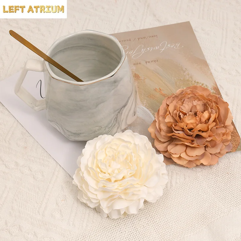 20pcs 8cm Peony Artificial Silk Flowers Heads For Wedding Decoration DIY Wreath Gift Box Scrapbooking Craft Fake Flower