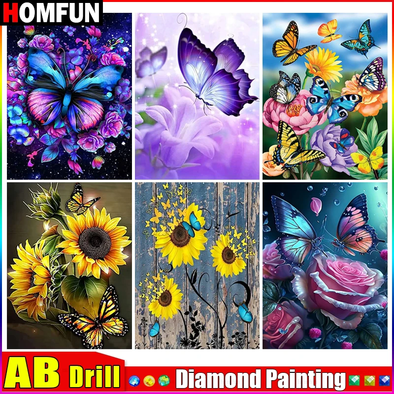 HOMFUN AB 5D Diamond Painting Full Drill Diamond Embroidery 