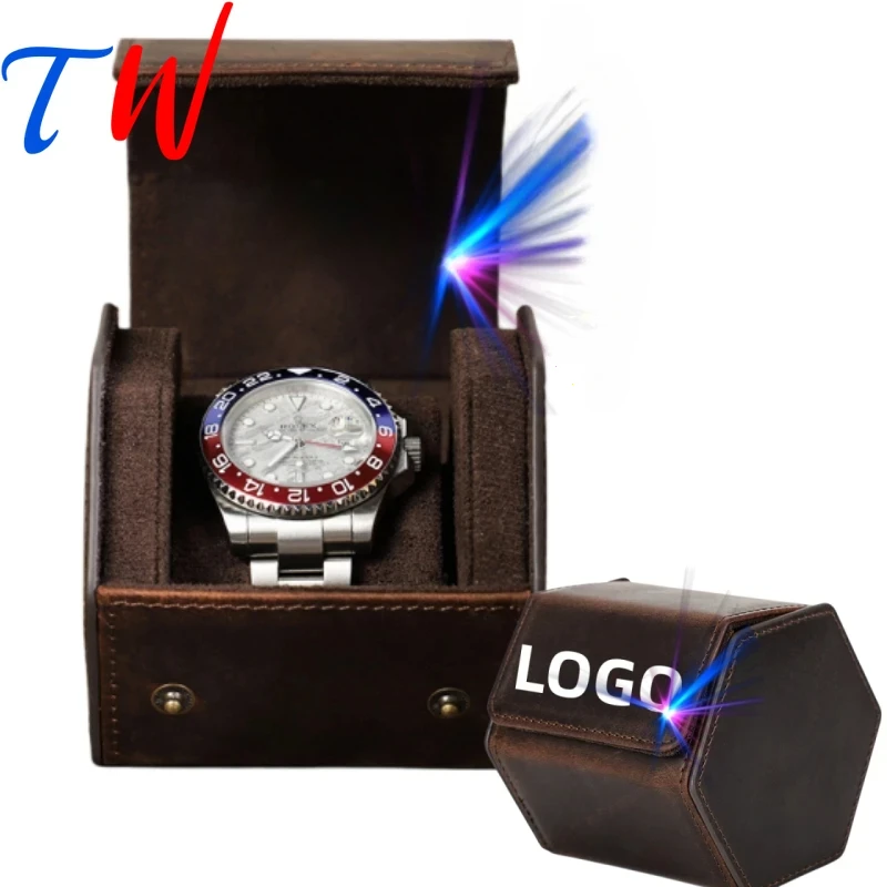 Classic Watch Storage Case Genuine Leather Diamond Hexagonal Box Allows for Free Customization Logo Travel Watches Organizer Box