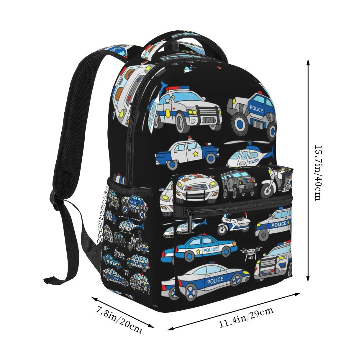Police Car Design Student Backpack School Bag Hiking Travel Daypack for Men Women Fashion Bookbag Shoulder Bags