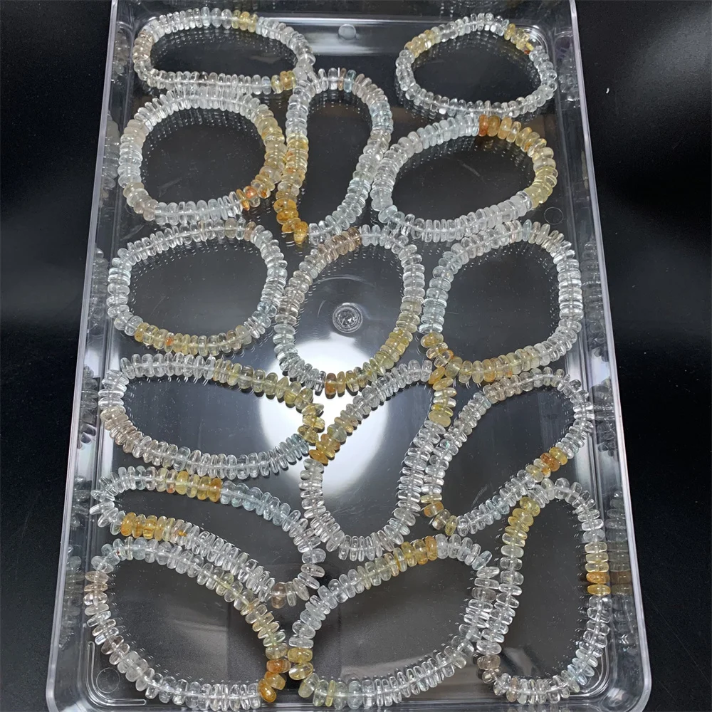 Rare Natural Gradient Blue Pink Brown Yellow Topaz Bracelets Women Stunning Clear Blue Topaz Abacus Beads More Pretty in Real