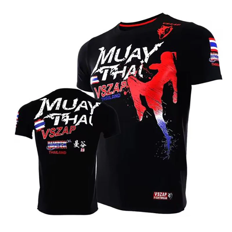 

Мужская футболка Muay Thai, футболка для бега и фитнеса, летняя модная мужская и женская дышащая уличная спортивная футболка с круглым вырезом