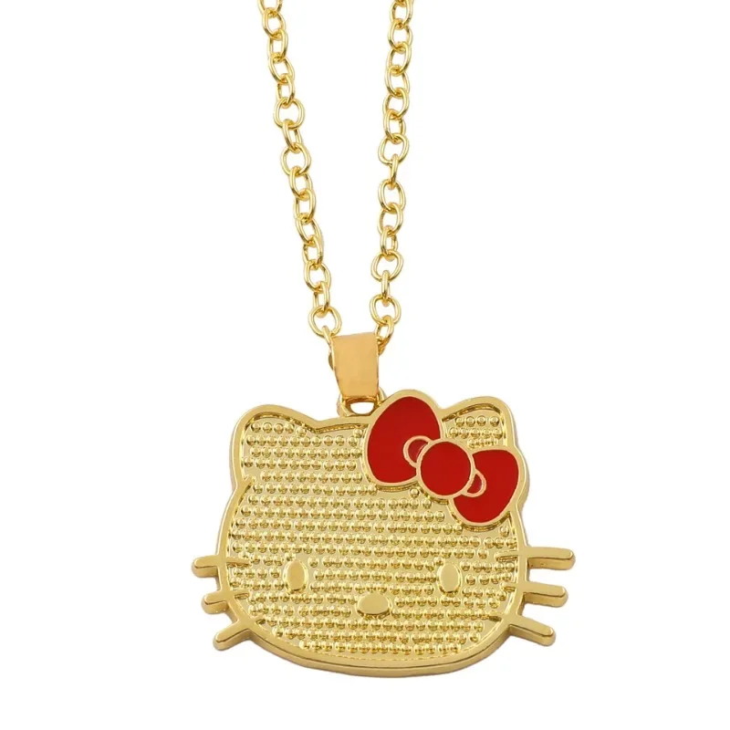 

Sanrio Hello Kitty Tells Kawaii Cartoon Hello Kitty Metal Gold -plated Exquisite Pendant Decoration Necklace Kids Birthday Gift