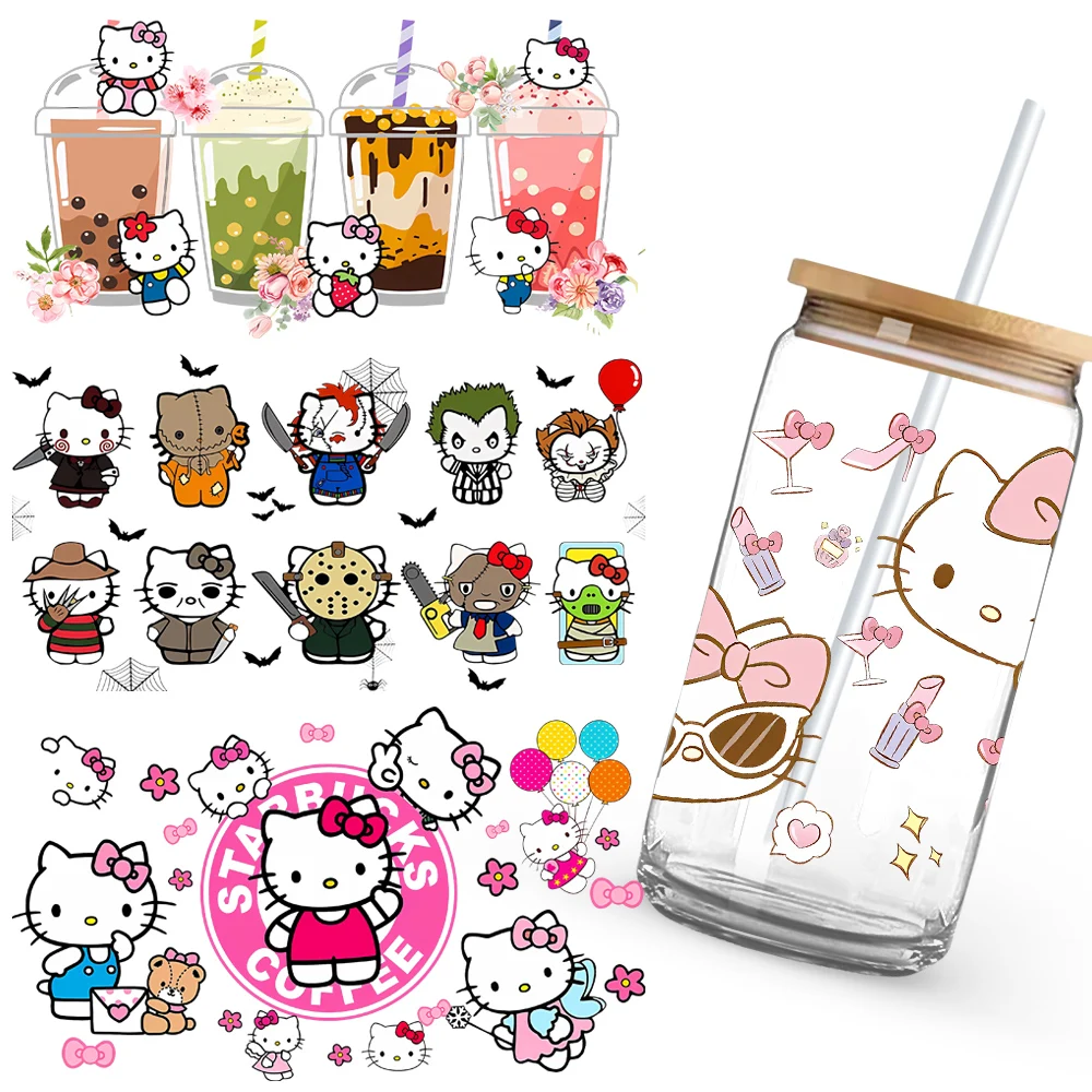 KAWAII Cute Animals 16OZ Cup UV DTF Wrap Self-adhesive Decals Printable Film Roll Waterproof  DTF Transfer Film