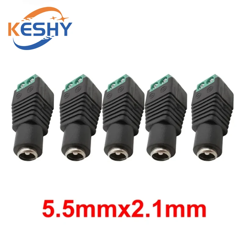 5Pcs 5.5 x 2.1mm 5.5 x 2.5mm DC Power Male Female Plug Jack Connector Adapter For 3528 5050 LED Strip Light Camera
