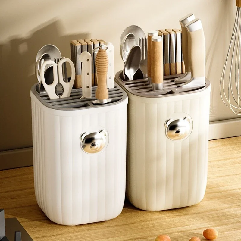 1 قطعة حامل كتلة السكين ، حامل سكاكين تصريف المطبخ متعدد الوظائف ، منظم سكاكين صغير موفر للمساحة لسطح الكونترتوب