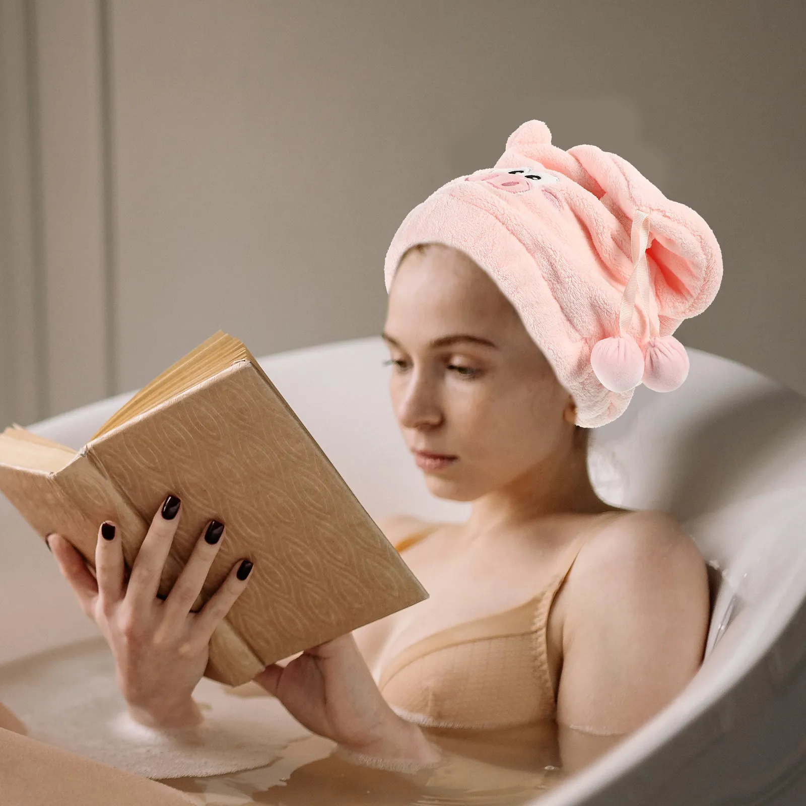 Hair Drying Cap Cartoon Coral Fleece Shower Cap Absorbent Quick Dry Hair Wrap Towel for Women Girls Child Towel Wrap