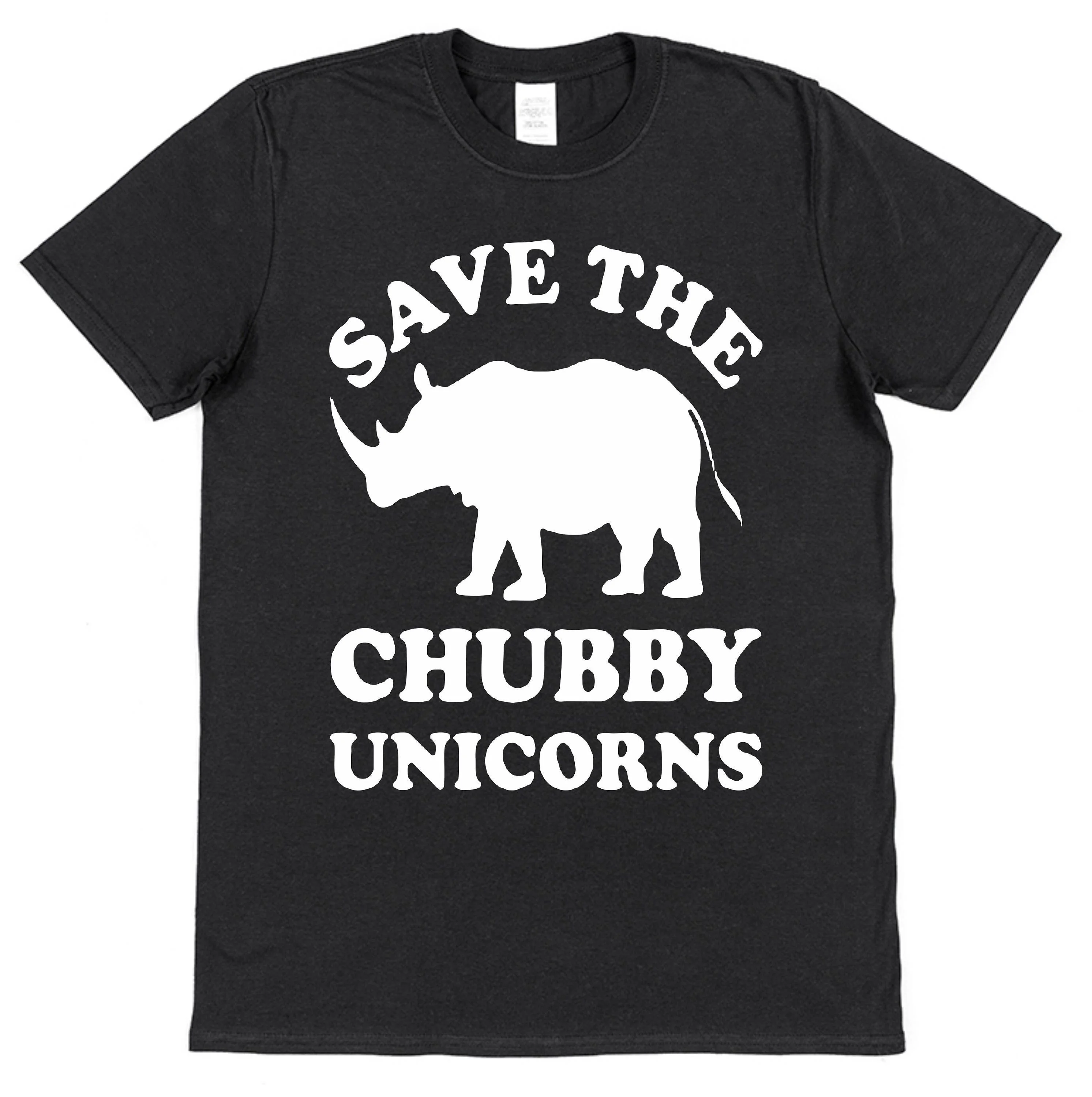 Save The Chubby Unicorns T Shirt Cotton Birthday Present Father's Day Christmas Rinoceros Endangered Cute Funny Animal Dad