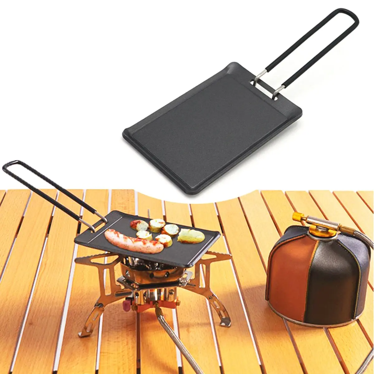 Petite poêle de Camping en plein air, Mini poêle à gril Portable, poêle à plat, voyage randonnée pique-nique Camping ustensiles de cuisine outil de Barbecue