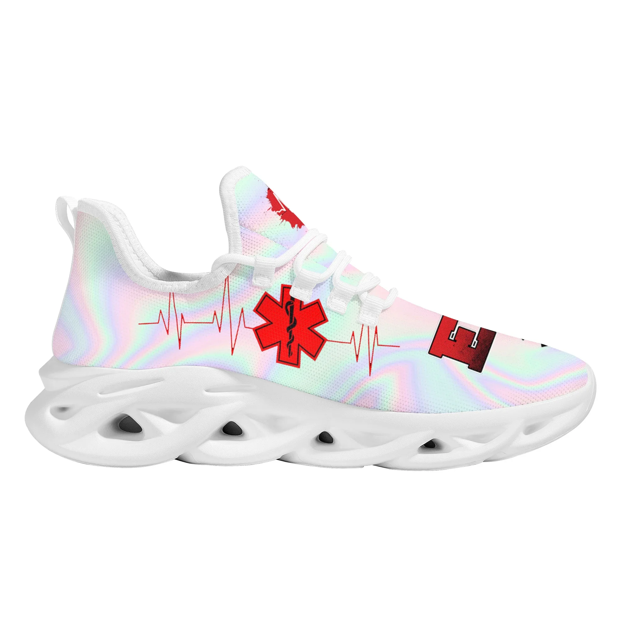 Trippy Paramedic EMT Pattern Mesh Sneakers for Women Autumn Lace Up Flat Shoes Female Casual Footwear Zapatillas