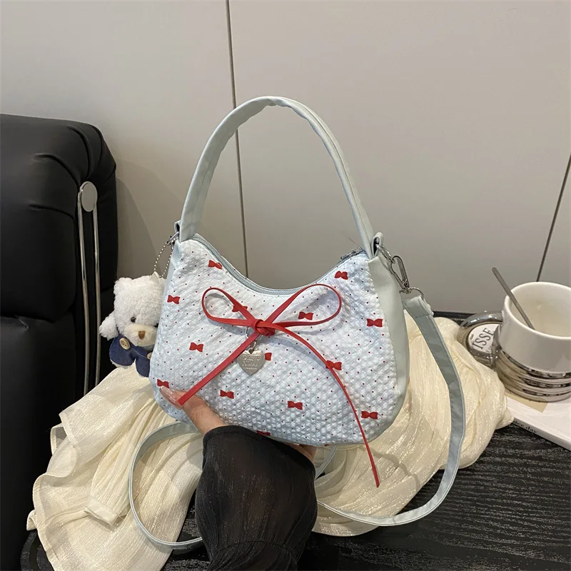 

Женская милая сумка в горошек с красным бантом, сумка через плечо, кроссбоди для повседневного использования