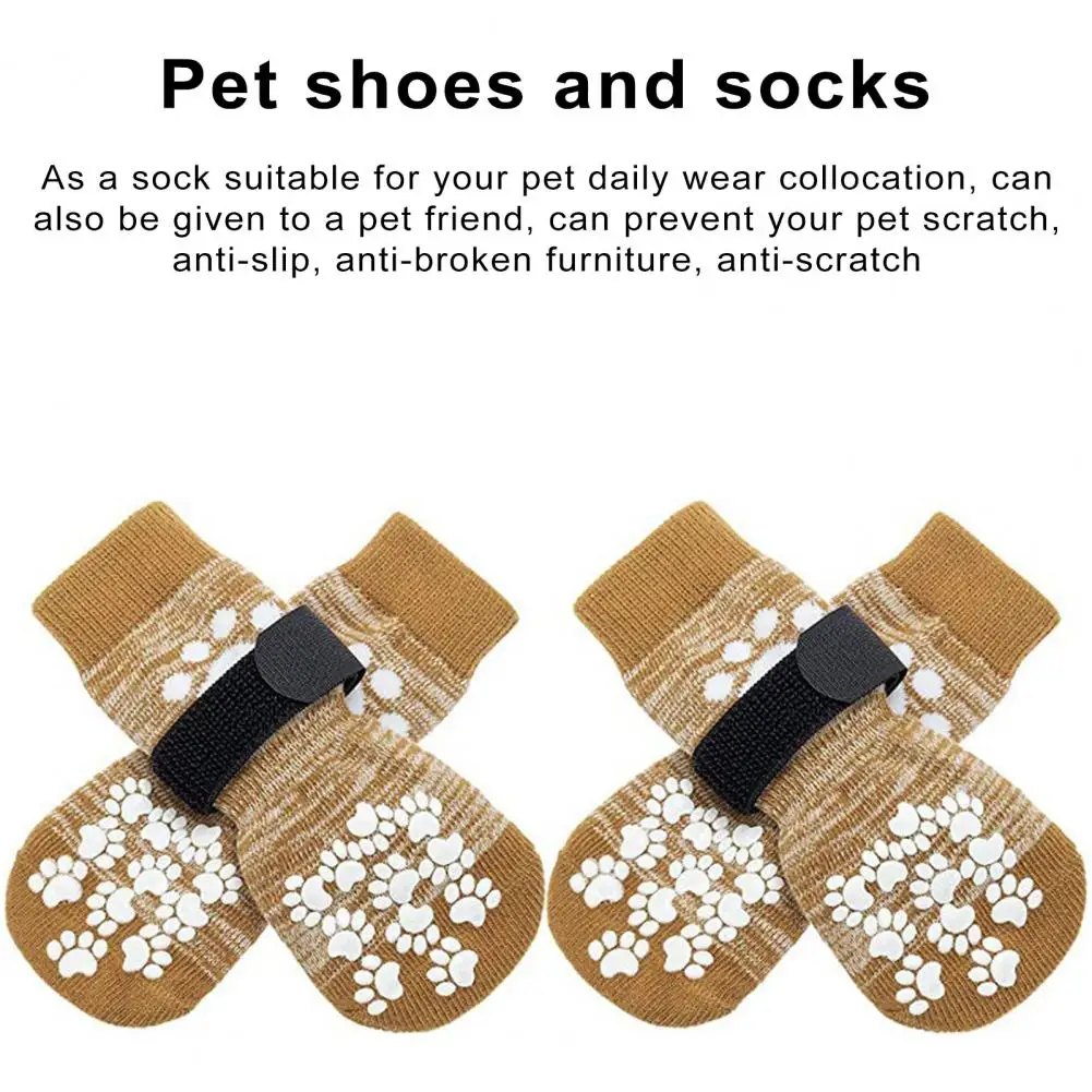 Dog Booties with Silicone Grips Anti-slip Dog Socks Waterproof Dog Socks with Adjustable Straps Anti-slip Paw for Indoor