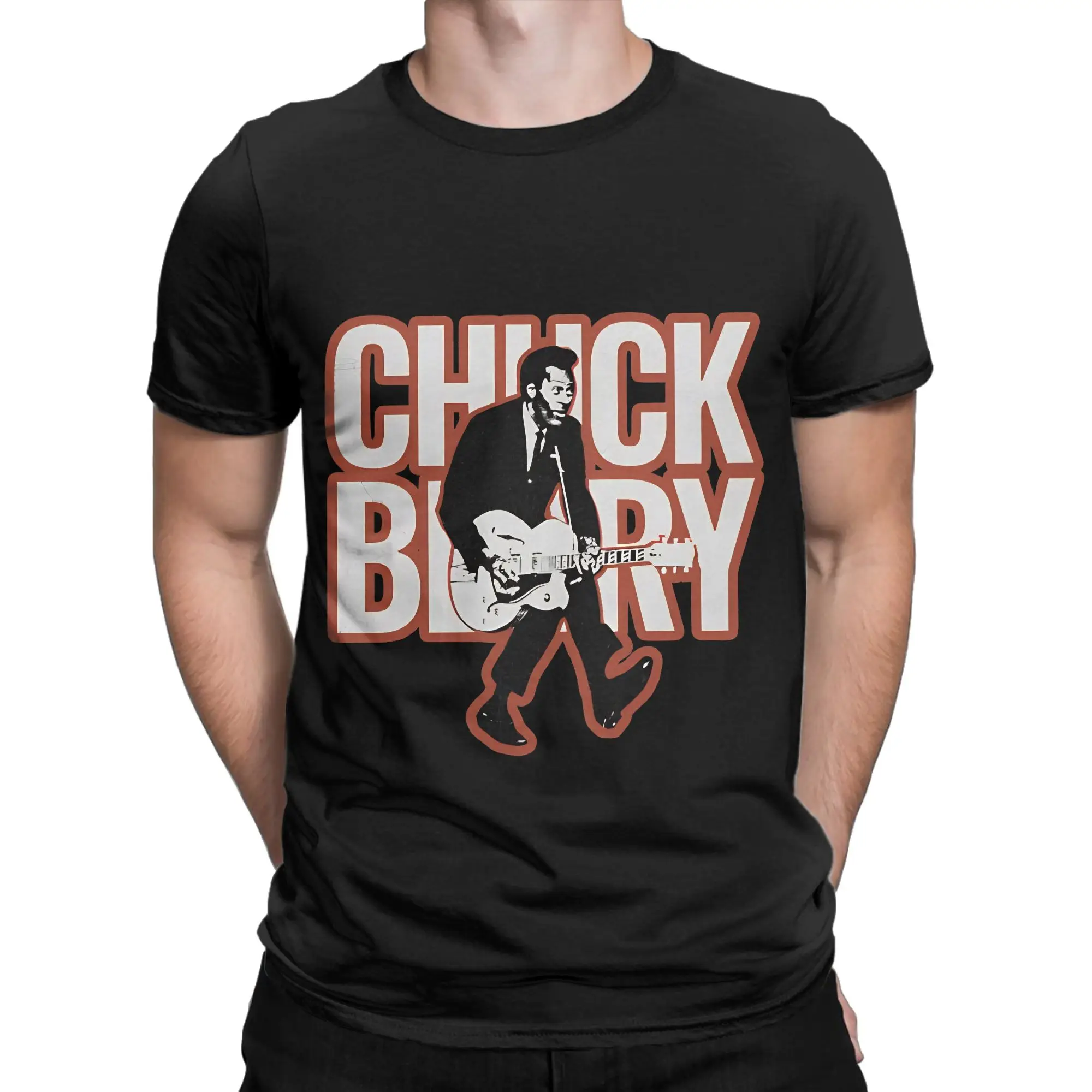 chuck berry Graphic 100% Cotton T-Shirt Chuck Berry Tops Tees For Men