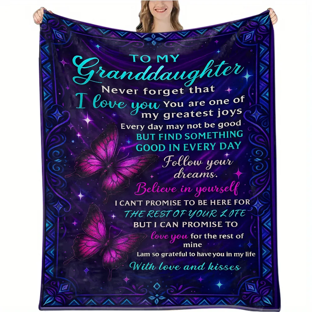1pc for Granddaughter Gift Blanket - Soft Flannel with Printed & Quotes, Suitable for Birthdays, Christmas, Encouragement Gift f