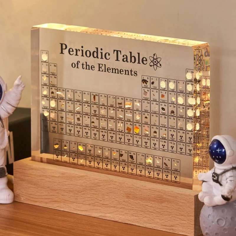 Acrylic Real Elements Periodic Table Clear Mendeleev Periodic Table Stand Display Science Decoration Table Accessories Ornament