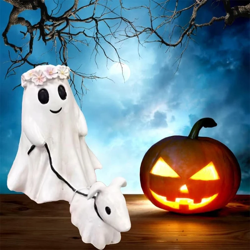 Estatua de perro fantasma que camina para Halloween, adornos de resina interesantes, decoración creativa para el hogar, regalo