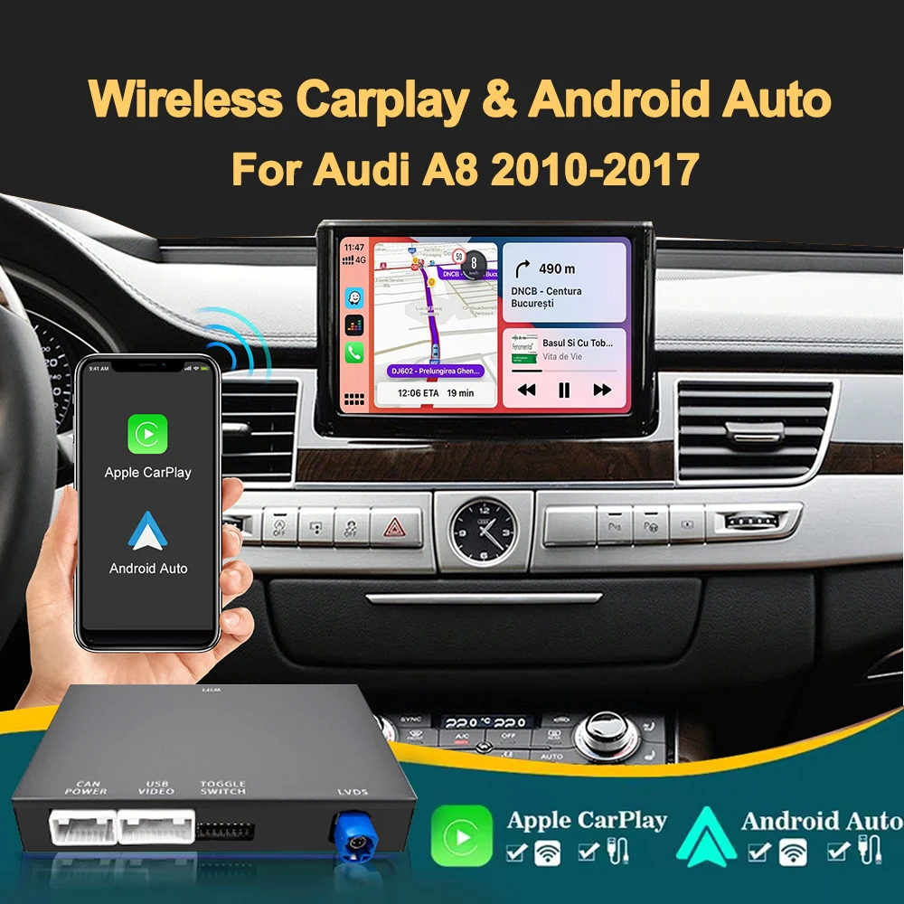 

OEM Screen Upgrade Decoder Box for Audi A8 2010-2017, 6.5"/7" Screen, MMI 3G with CarPlay & Android Auto Retrofit Kit