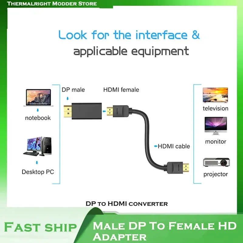 Computer Laptop PC TV Projector 4K Male DP To Female HD Adapter Converter Display Port To HDMI Cable Adapter Video Audio