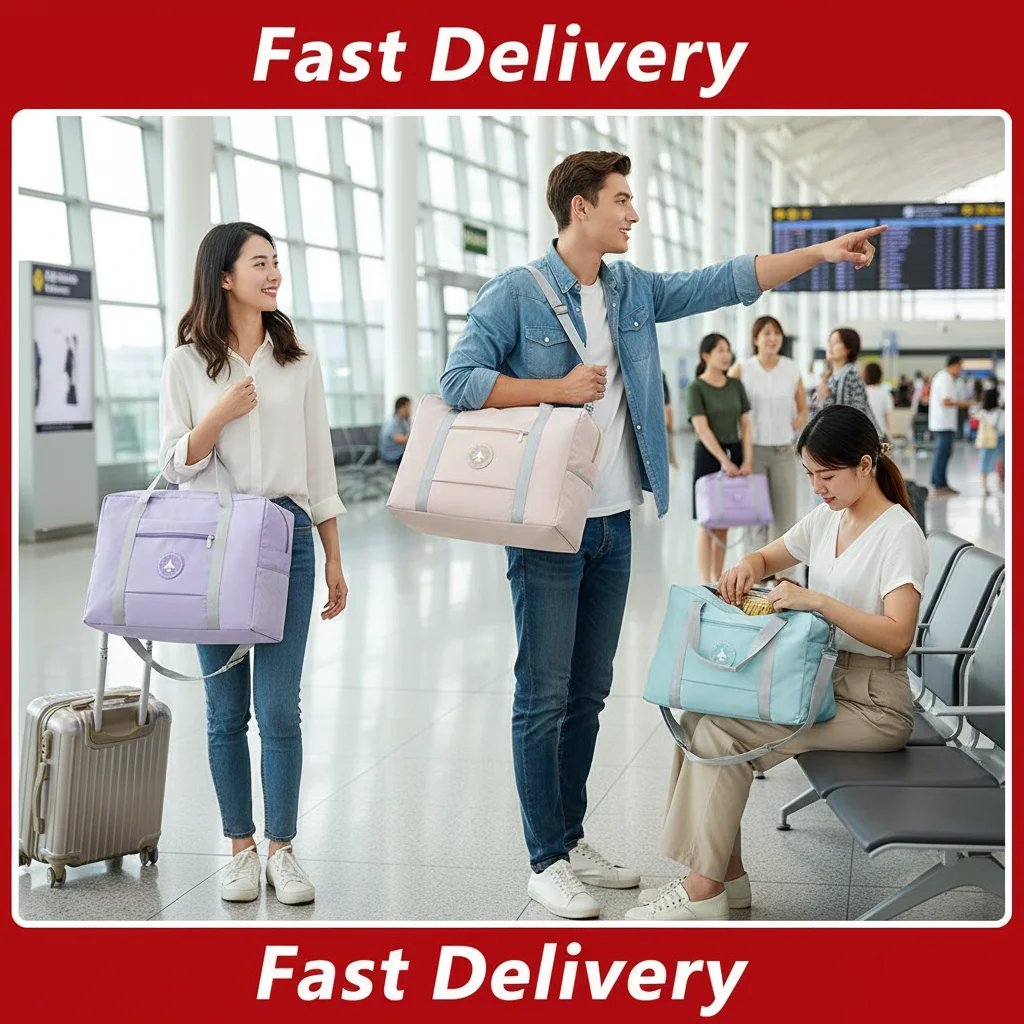 

NEW Oxford Foldable Luggage Bag round Label Travel Bag Carry-On Suitcase Moving Packing Bag Storage Bag for Airplane Trips