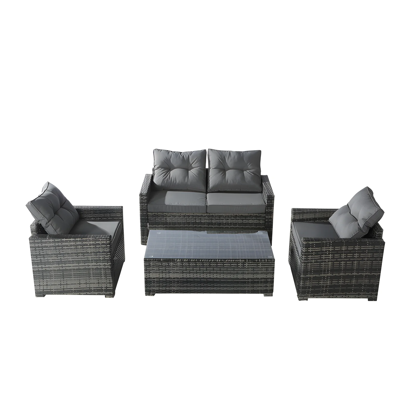 

Высококачественный настраиваемый уличный диван из ротанга, включая подушки, стеклянный стол, сад, прием отеля, вилла, диван для гостиной