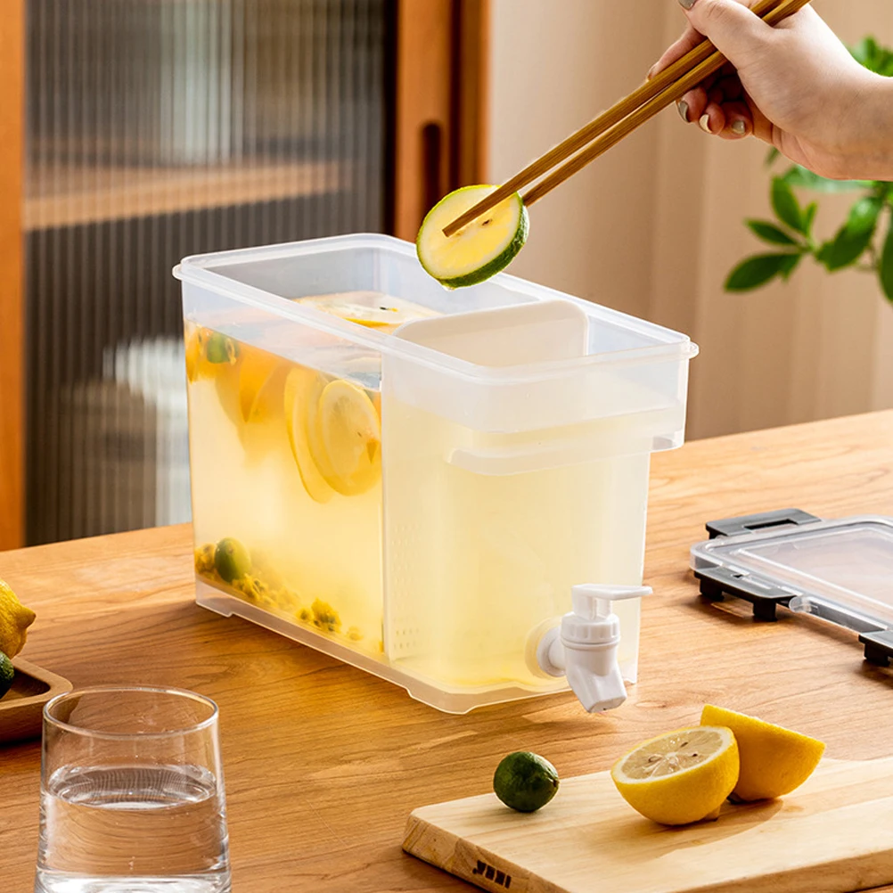 Jarra de agua y té de gran capacidad, Material PP, jugos, agua fría, cerveza, bebidas, dispensador de grifo, tetera de fruta, jarra de limón, cubierta de sellado