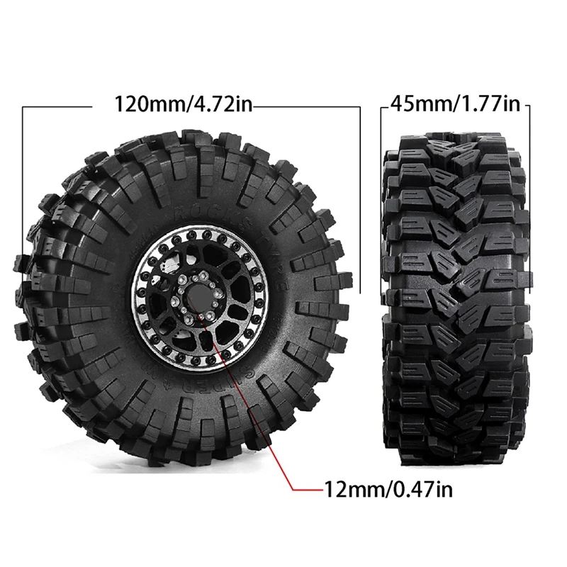 4PCS RC Car Upgrade 1.9Inch Tire Hub For 1/10 TRX4 90046 SCX10 RC Car Upgrade Accessories Black
