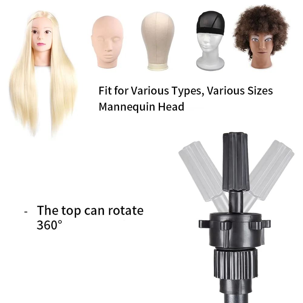 2025 New 22inch Canvas Block Wig Head &Tall Wig Stand Tripod Set, for Multiple wigs, Perfect for Making Wigs, Display Styling image 5