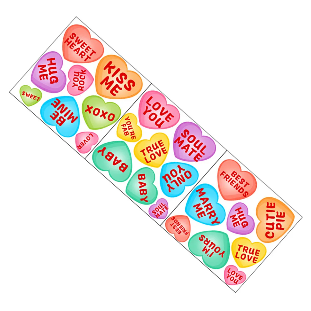 

1Set Heart Shaped PVC Stickers Valentine's Day Wall Decors Motivational Quotes Multi Functional Love Stickers for Party Home
