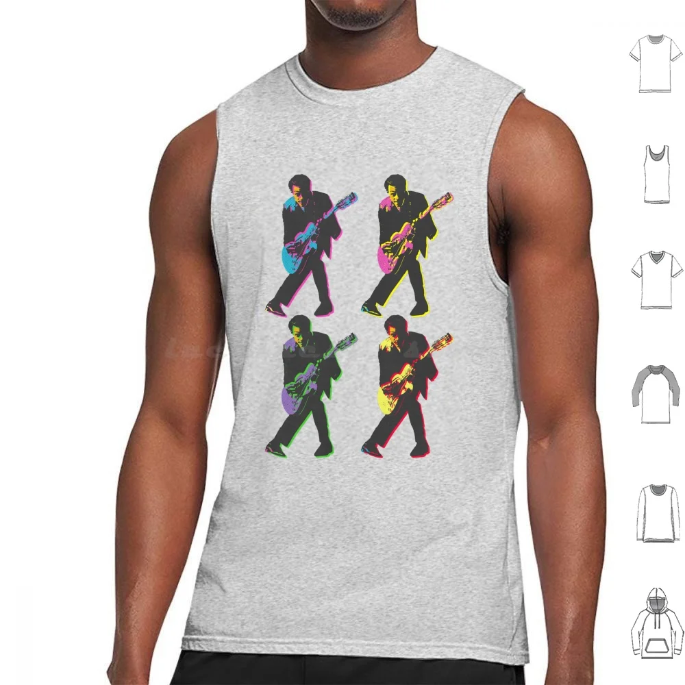 Chuck Berry: Rock'n'roll Guitar Hero Camisetas sin mangas con estampado de algodón Chuck Berry Rocknroll Icones 50s Música Chess Records Nadine