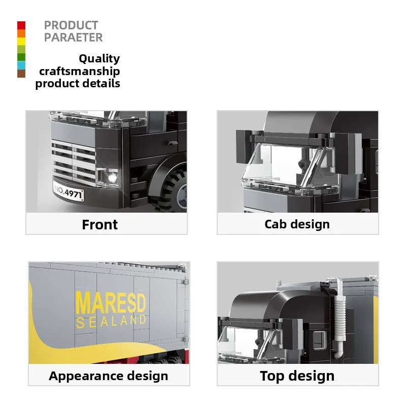 Container Truck Series Micro Block Set | Heavy-Duty Truck Toy | Kids DIY Educational Assembly Bricks Compatible with Most Blocks