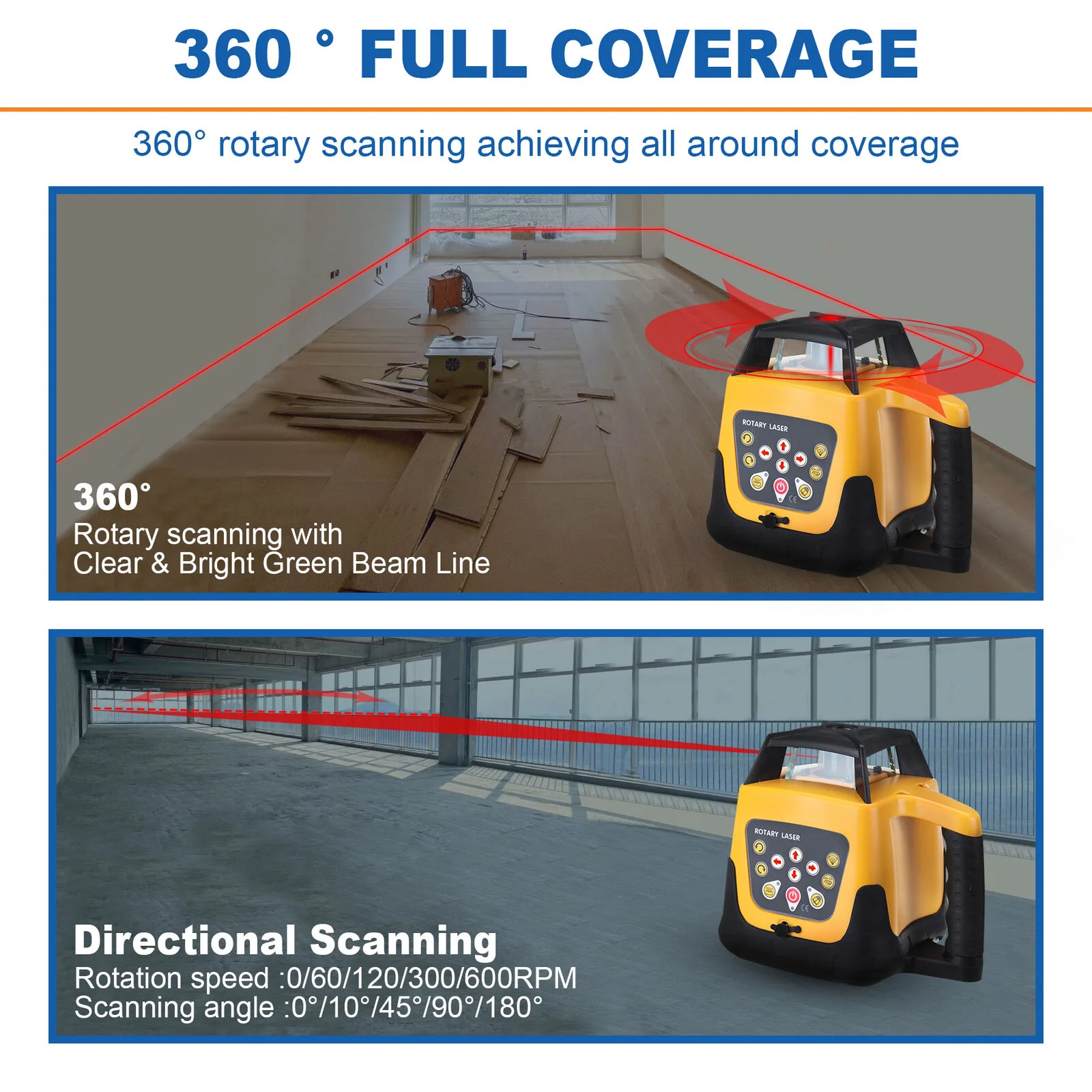 Imagem -04 - Envio da ue Laser Rotativo Autonivelante com Preço Mais Baixo de Boa Qualidade Rotação Nível de Laser de 800m Alcance Feixe Verde Mais Tripé Mais Corpo