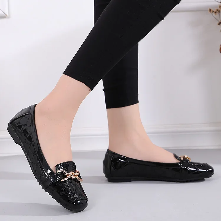 Woman Fashion Pink Square Toe Shallow Mouth Metal Shoes Black Casual Barefoot Fetish Flats Rhinestone Female Cute Outside Birken