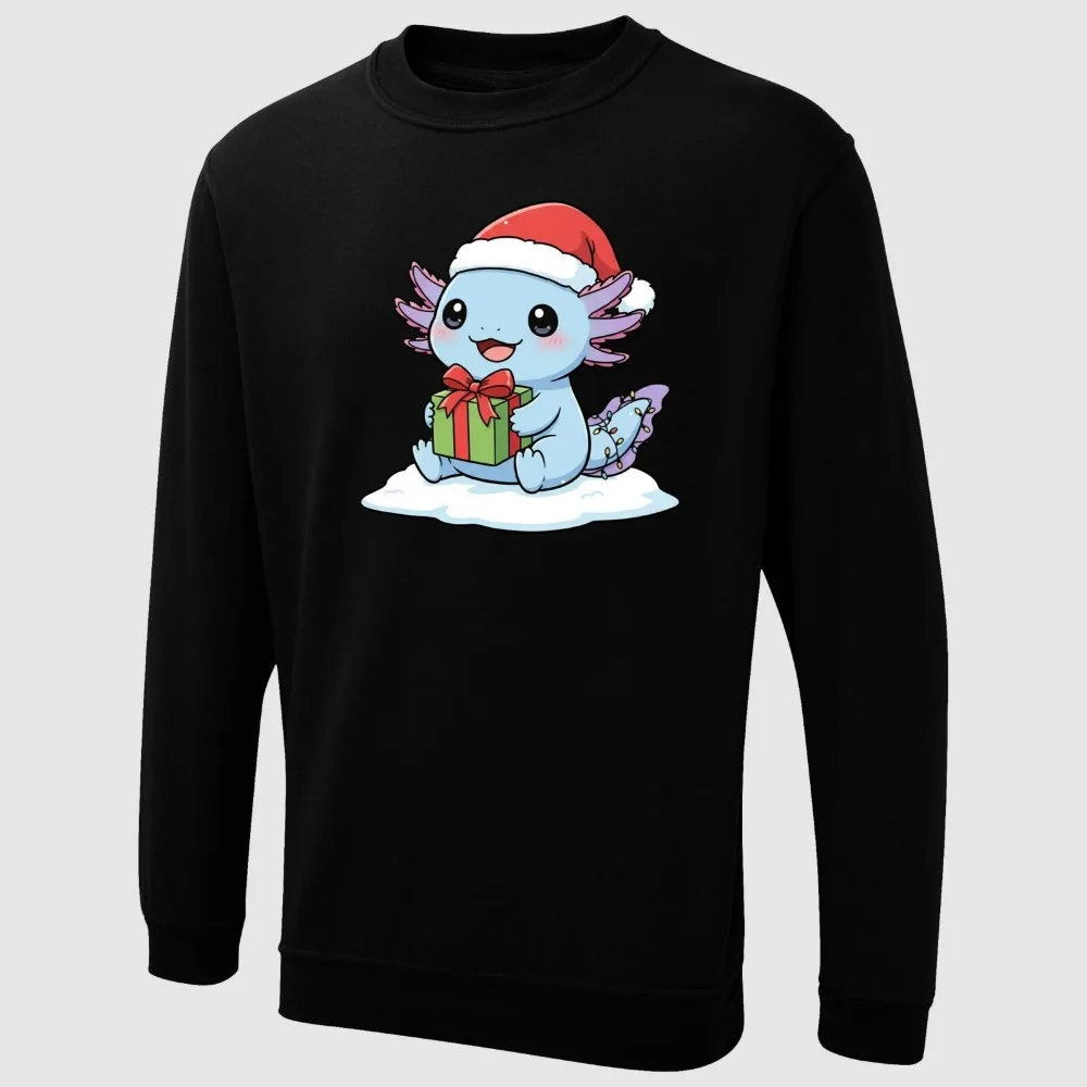 Рождественский свитшот AXOLOTL с принтом, забавный рождественский праздничный подарок, зимний джемпер, женская толстовка с капюшоном унисекс, топы с капюшоном, семейный праздничный подарок