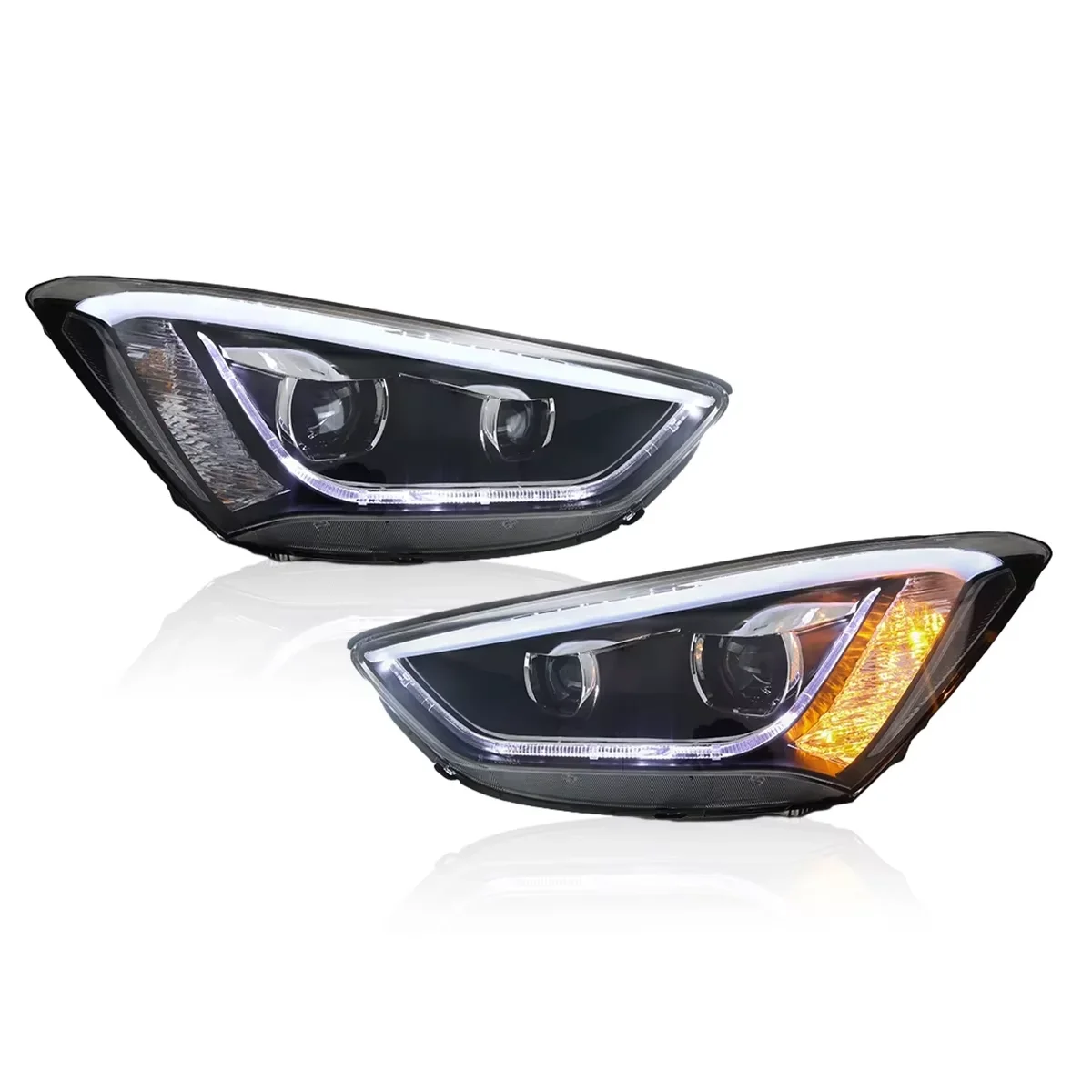 Picture 7: 2 PCS Car Lights LED Head Lamp for Sante FE IX45 2013 2014 2015 Headlights Assembly DRL Demon Eyes